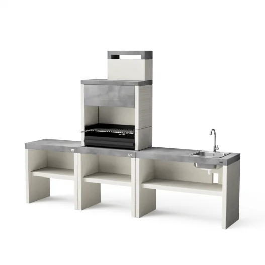 Pack Plan 1 Full Leña y Carbon 78 cm + Modulo Bancada Placa Gás Teka 78 cm + Modulo Fregadero 110 cm