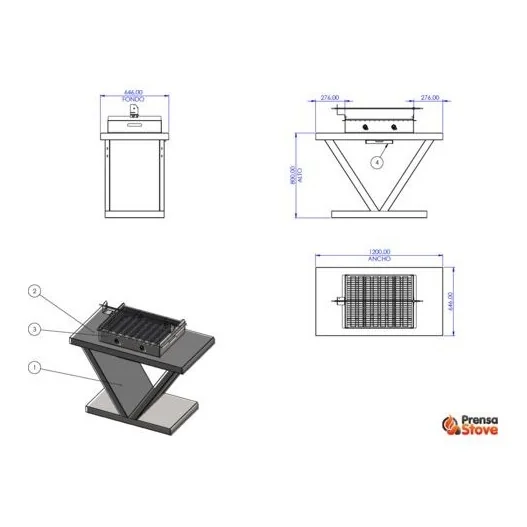 BARBACOA DE LEÑA PRENSA STOVE, PR1502I MINERVA + PLANCHA-PARRILLA INOX BARBACOA DE LEÑA PRENSA STOVE, PR1502I MINERVA + PLANCHA-PARRILLA INOX
