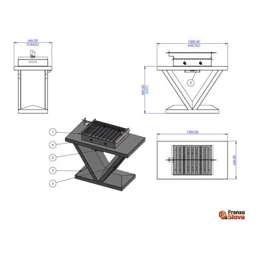 BARBACOA DE CARBON PRENSA STOVE, PR1503C - AFRODITA-CARBONERA BARBACOA DE CARBON PRENSA STOVE, PR1503C - AFRODITA-CARBONERA
