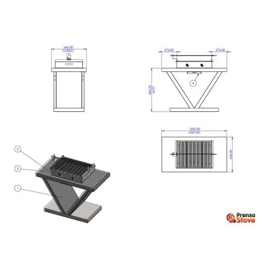 BARBACOA DE CARBON PRENSA STOVE, PR1502CG MINERVA CARBONERA+GIRATORIA BARBACOA DE CARBON PRENSA STOVE, PR1502CG MINERVA CARBONERA+GIRATORIA