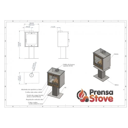 Estufa de leña MENORCA Prensa Stove Estufa de leña MENORCA Prensa Stove