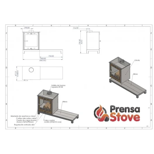 Estufa de leña MALLORCA Prensa Stove Estufa de leña MALLORCA Prensa Stove