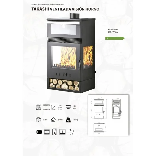 ESTUFA DE LEÑA TAKASHI VENTILADA... ESTUFA DE LEÑA TAKASHI VENTILADA...