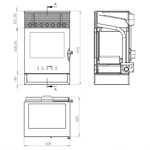 ESTUFA DE LEÑA VENTILADA - PANORAMICA ESTUFA DE LEÑA VENTILADA - PANORAMICA