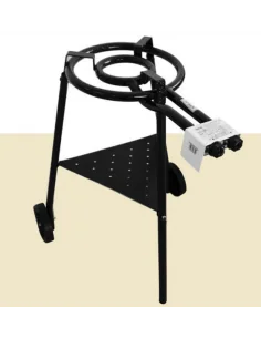 Quemador con anillos para paella con rosco de gas con soporte y con ruedas modelo Zafra IMOR®