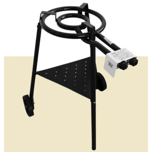 Quemador con anillos para paella con rosco de gas con soporte y con ruedas modelo Zafra IMOR®