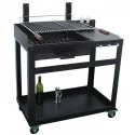 Kit de barbacoa para exterior con parrilla de leña o carbón con ruedas y mesa lateral modelo Aviles IMOR