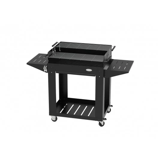 Barbacoa con parrilla regulable para carbón con estantes laterales y ruedas modelo Rodeo IMOR®