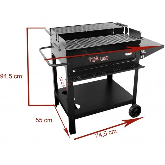 Barbacoa con doble parrilla regulable con bandejas para uso de leña y carbón modelo Madrid V20 IMOR® Barbacoa con doble parrilla regulable con bandejas para uso de leña y carbón modelo Madrid V20 IMOR®