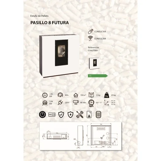 Estufa de Pellets PASILLO 8 FUTURA... Estufa de Pellets PASILLO 8 FUTURA...
