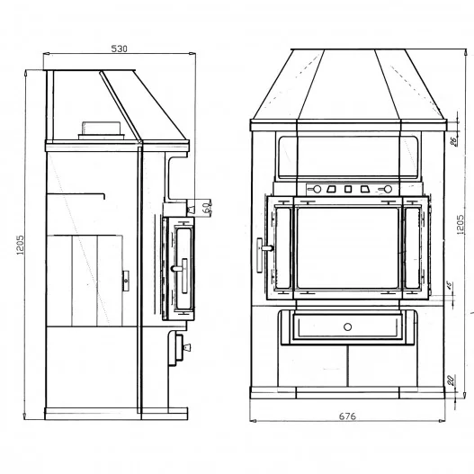 Estufa leña Esquina 10Kw Estufa leña Esquina 10Kw