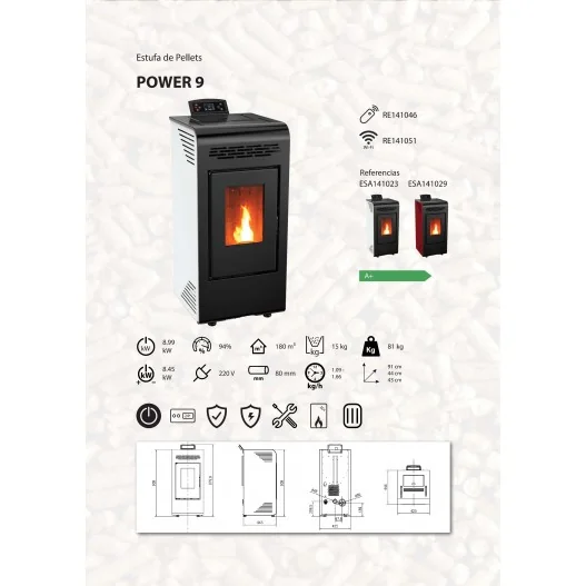 Estufa de Pellets POWER 9 Eider Biomasa Estufa de Pellets POWER 9 Eider Biomasa