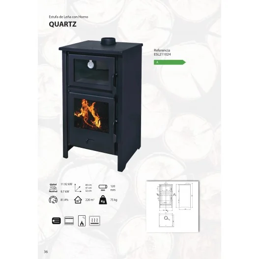 Estufa de leña horno QUARTZ 12KW EB Estufa de leña horno QUARTZ 12KW EB