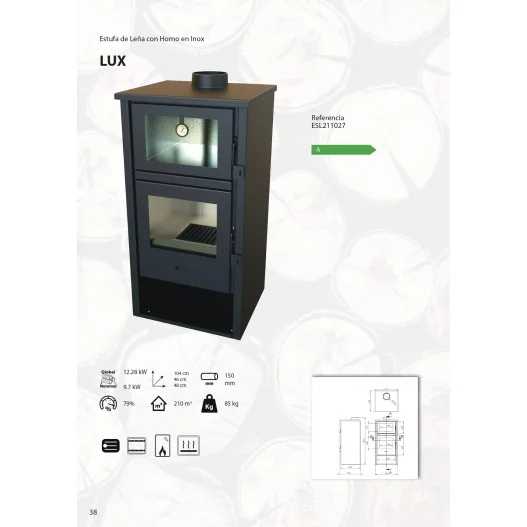 Estufa de leña horno LUX 12KW Estufa de leña horno LUX 12KW