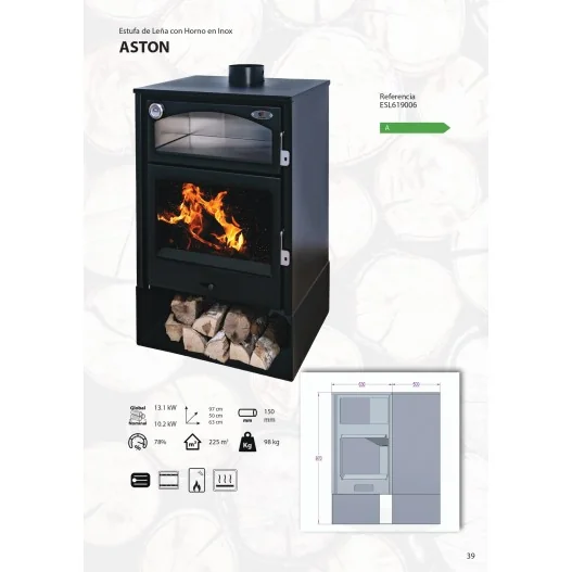 Estufa de leña horno ASTON 13KW Estufa de leña horno ASTON 13KW