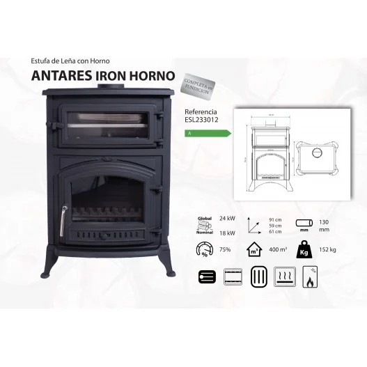 ESTUFA DE LEÑA CON HORNO FUNDICION... ESTUFA DE LEÑA CON HORNO FUNDICION...