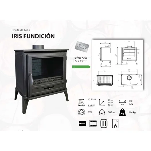 Estufa de Fundición IRIS Hierro fundido Estufa de Fundición IRIS Hierro fundido