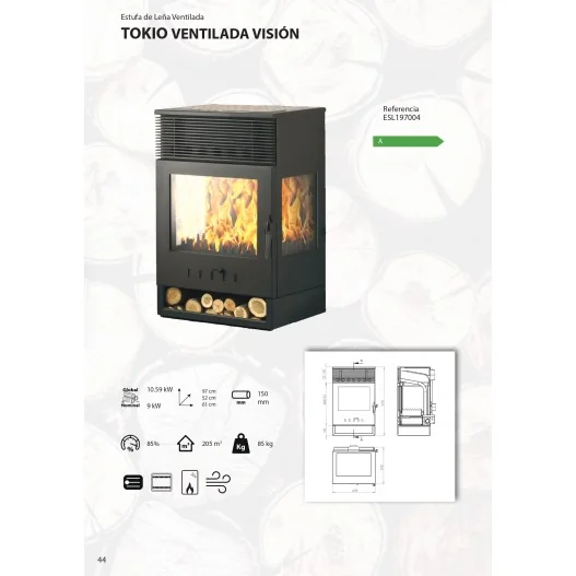 ESTUFA DE LEÑA VENTILADA - PANORAMICA ESTUFA DE LEÑA VENTILADA - PANORAMICA