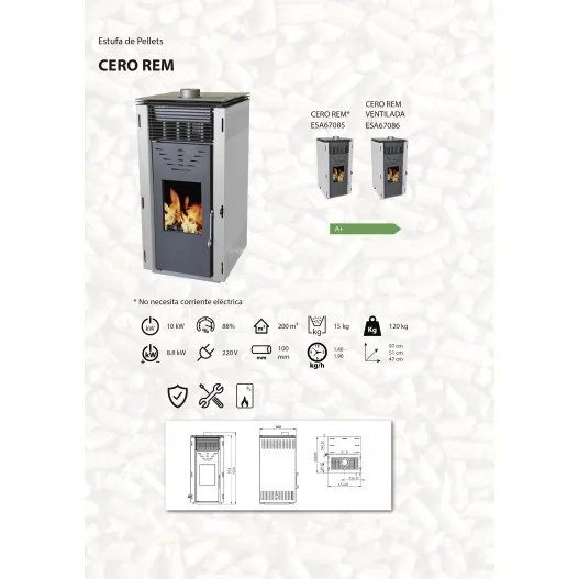 Estufa de Pellets CERO REM sin... Estufa de Pellets CERO REM sin...