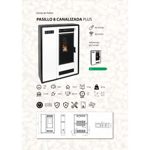 Estufa de Pellets Pasillo Canalizable Estufa de Pellets Pasillo Canalizable