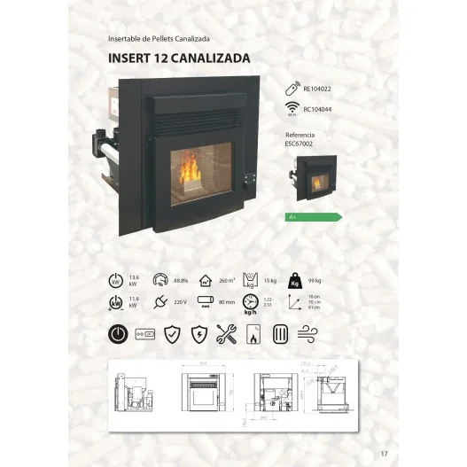 ESTUFA PELLETS INSERT 12 CANALIZABLE... ESTUFA PELLETS INSERT 12 CANALIZABLE...